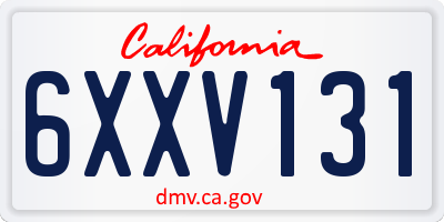 CA license plate 6XXV131