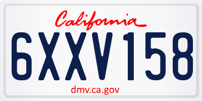 CA license plate 6XXV158