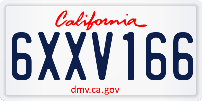 CA license plate 6XXV166