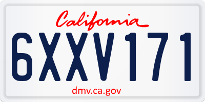 CA license plate 6XXV171