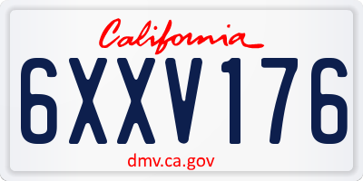 CA license plate 6XXV176