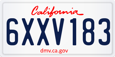 CA license plate 6XXV183