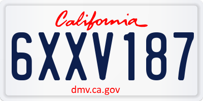 CA license plate 6XXV187