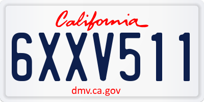 CA license plate 6XXV511
