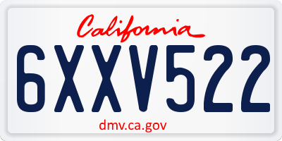 CA license plate 6XXV522
