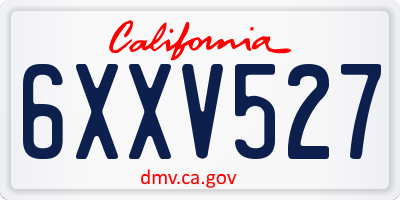 CA license plate 6XXV527