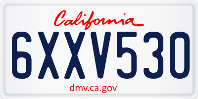 CA license plate 6XXV530