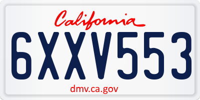 CA license plate 6XXV553