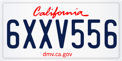 CA license plate 6XXV556