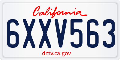 CA license plate 6XXV563