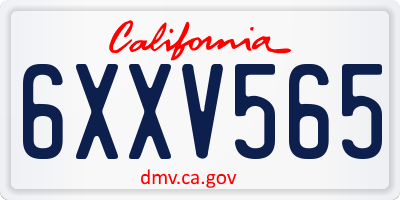 CA license plate 6XXV565