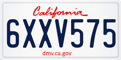 CA license plate 6XXV575
