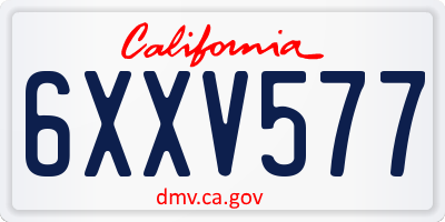 CA license plate 6XXV577