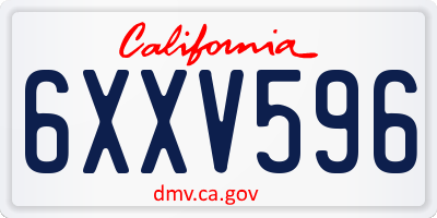 CA license plate 6XXV596