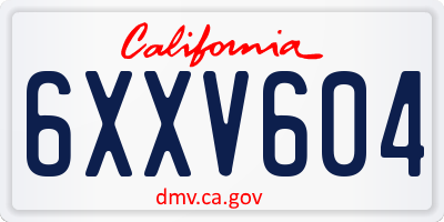 CA license plate 6XXV604