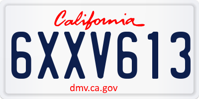 CA license plate 6XXV613