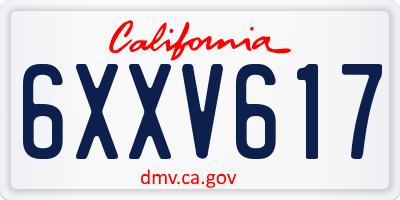 CA license plate 6XXV617