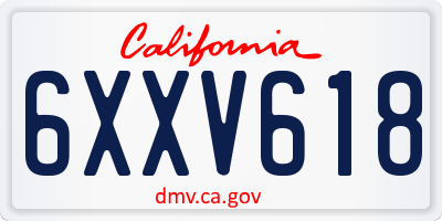 CA license plate 6XXV618