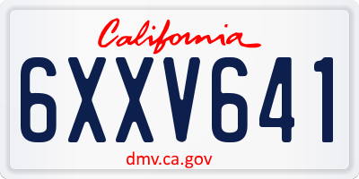 CA license plate 6XXV641