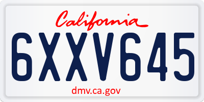CA license plate 6XXV645