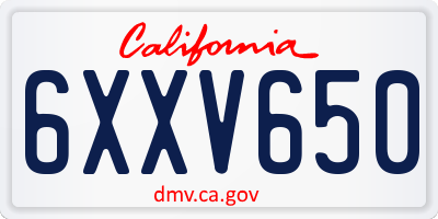 CA license plate 6XXV650