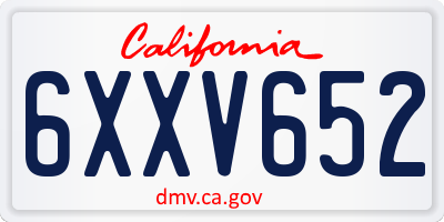 CA license plate 6XXV652