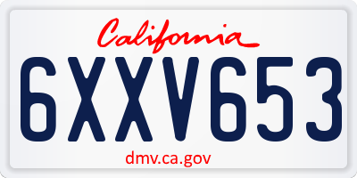 CA license plate 6XXV653