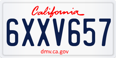 CA license plate 6XXV657