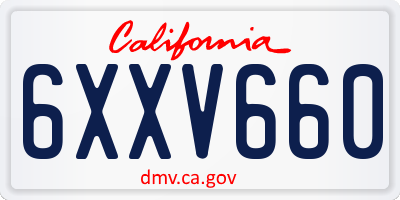 CA license plate 6XXV660