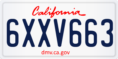 CA license plate 6XXV663