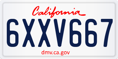 CA license plate 6XXV667