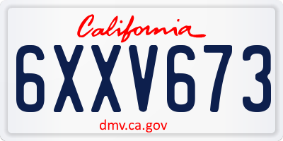 CA license plate 6XXV673