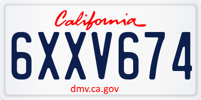 CA license plate 6XXV674