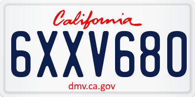 CA license plate 6XXV680