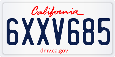 CA license plate 6XXV685