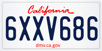 CA license plate 6XXV686