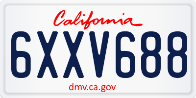 CA license plate 6XXV688