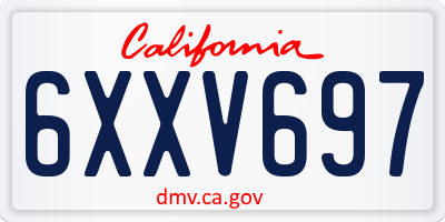 CA license plate 6XXV697