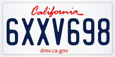 CA license plate 6XXV698