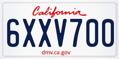 CA license plate 6XXV700