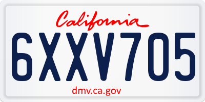 CA license plate 6XXV705