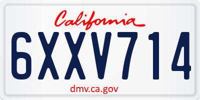 CA license plate 6XXV714