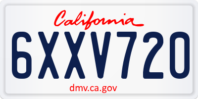 CA license plate 6XXV720