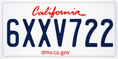 CA license plate 6XXV722