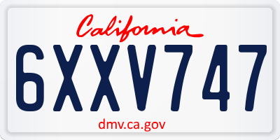 CA license plate 6XXV747