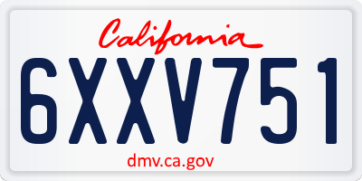 CA license plate 6XXV751
