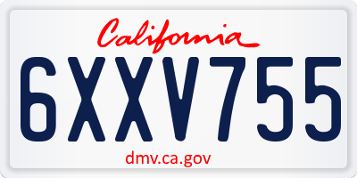 CA license plate 6XXV755