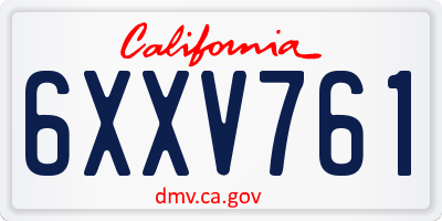 CA license plate 6XXV761
