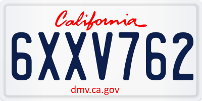 CA license plate 6XXV762