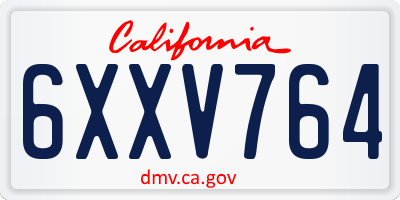 CA license plate 6XXV764